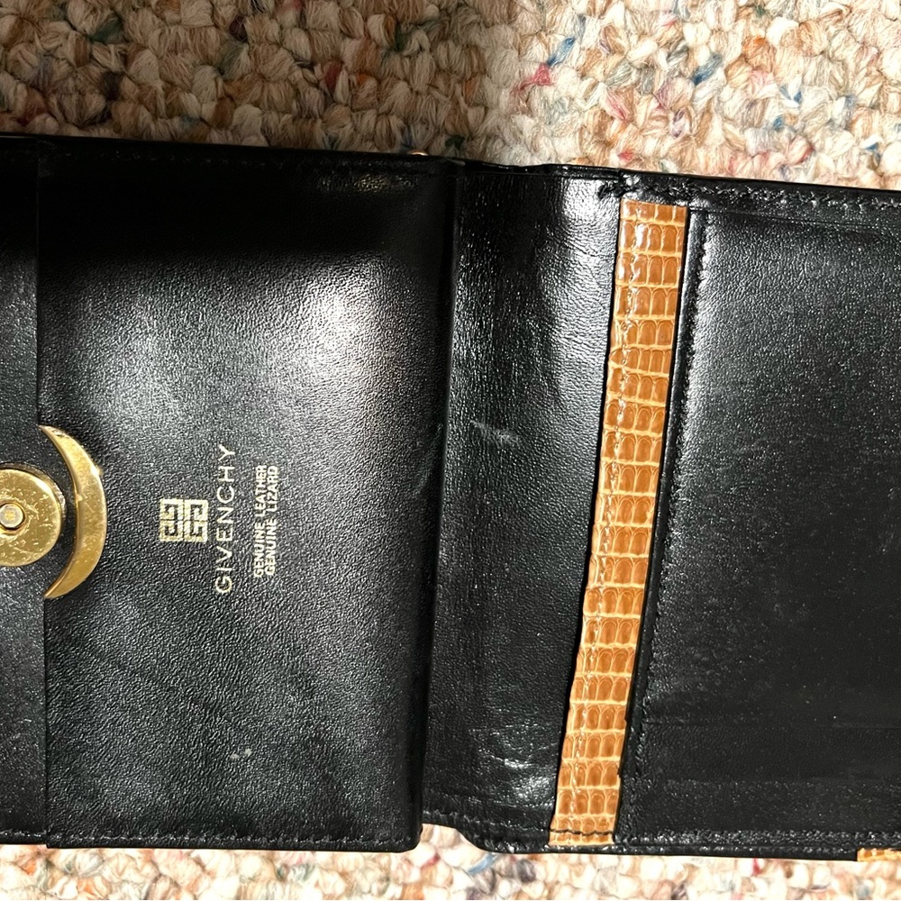 Givenchy Black Genuine Leather / Lizard Wallet Gold Accents Man/Woman FREE SHIP - Picture 6 of 7